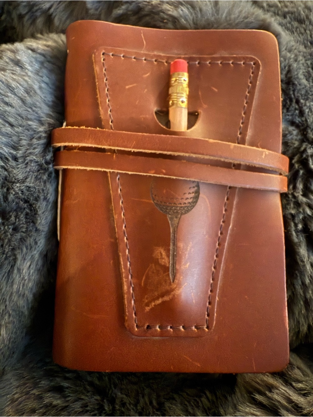 Leather Rustico Golf Log Book with Pocket - Picture 9 of 10